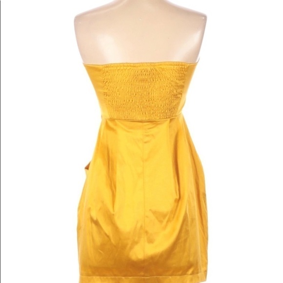 BYER WEAR STRAPLESS SHEATH PLEATS DRESS YELLOW 7 - Picture 2 of 2